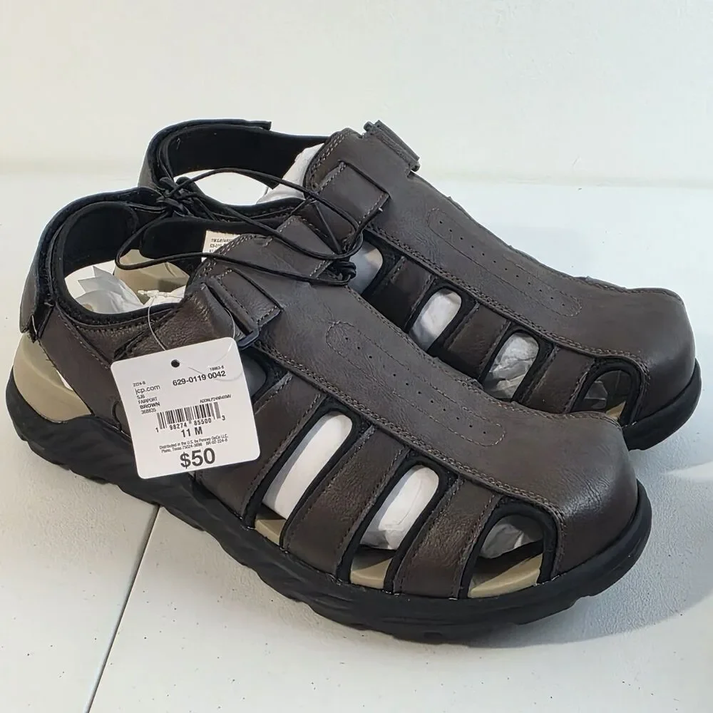 NWB St. John's Bay Fairport Strap Sandals Brown Size 11 M MSRP $50 New SJB